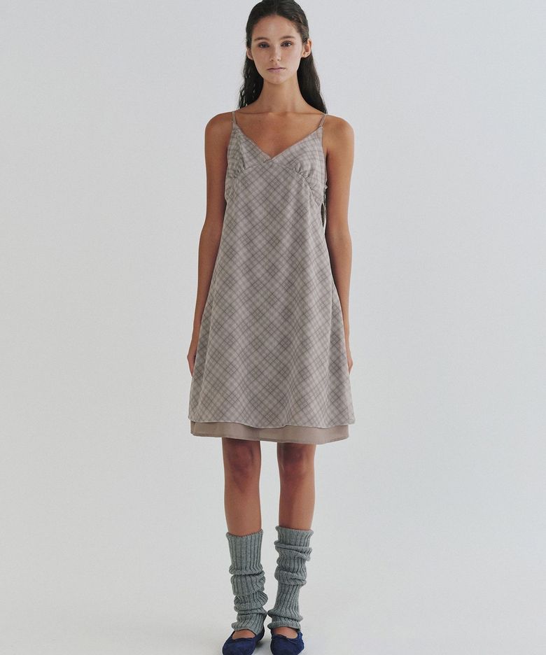 Copper check dress (beige)