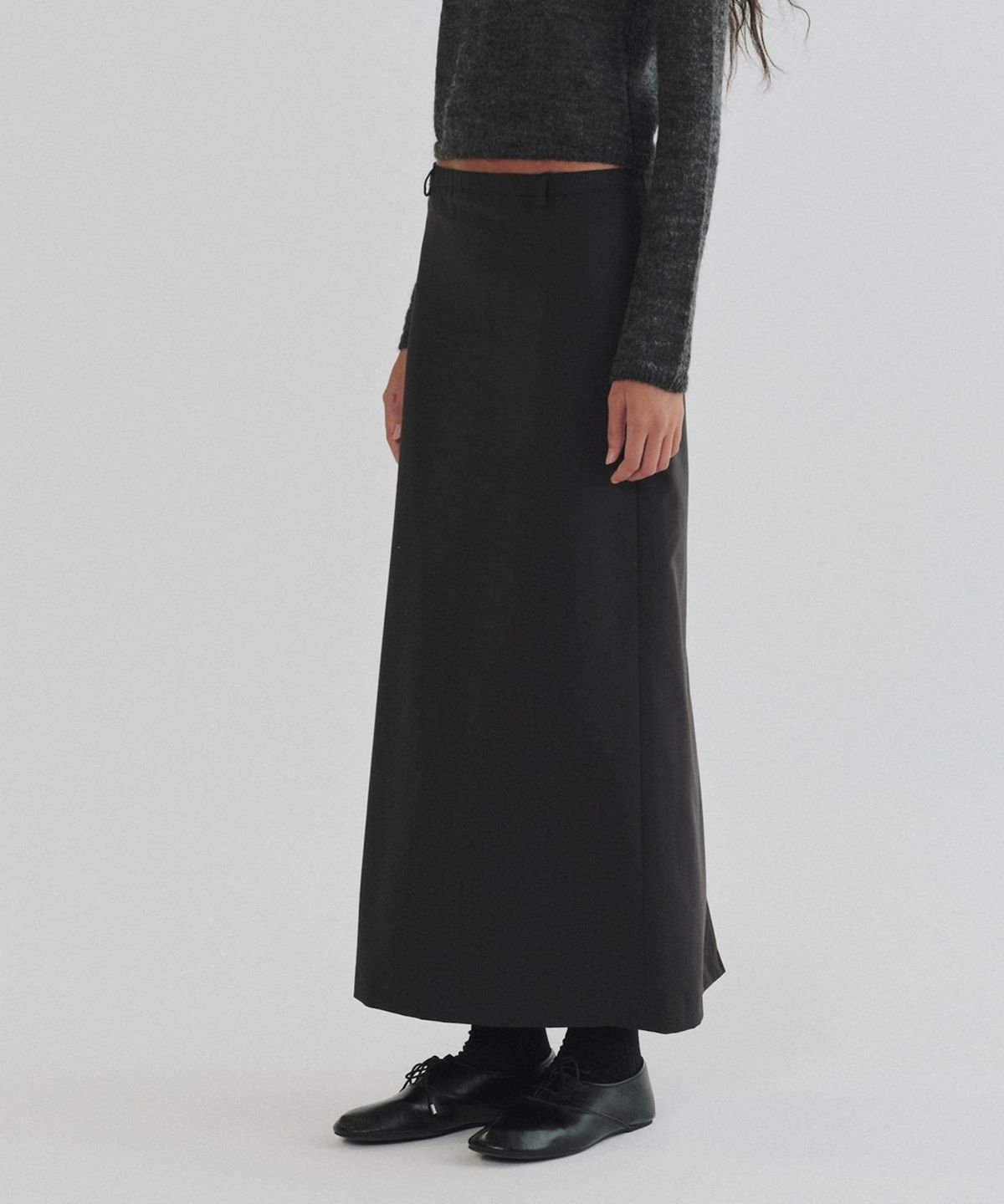 앤니즈(ANDNEEDS) Lois long skirt (charcoal)