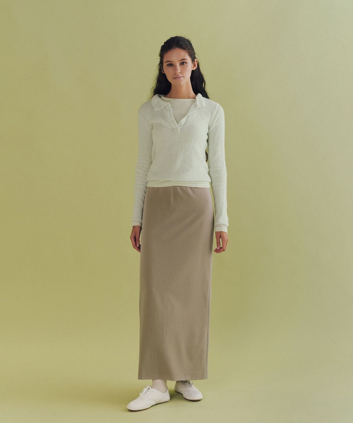 앤니즈(ANDNEEDS) Lois long skirt (khaki beige)