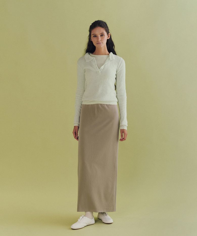 Lois long skirt (khaki beige)