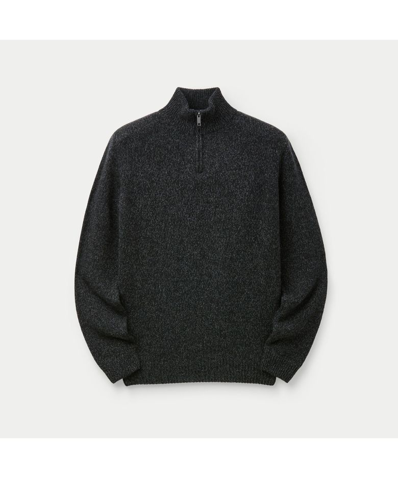 WOOL AND CO LAMBSWOOL HALF ZIP SWEATER SOWAW26204BKX