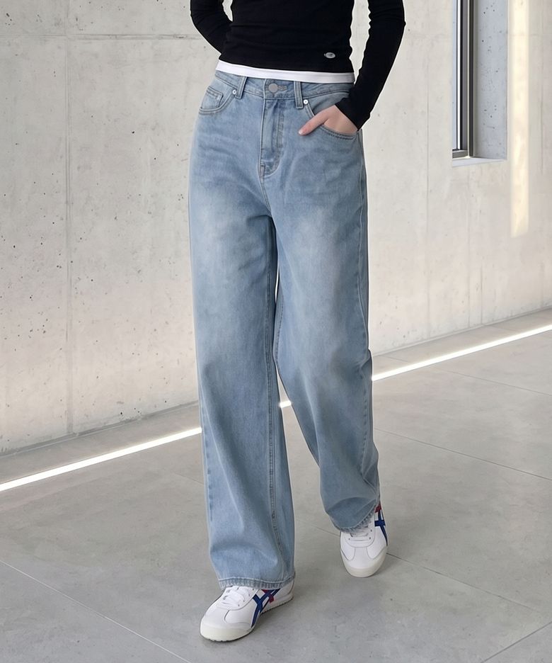 여성 울트라 소프트 워싱 와이드 데님팬츠_293(10580-155-601-10)