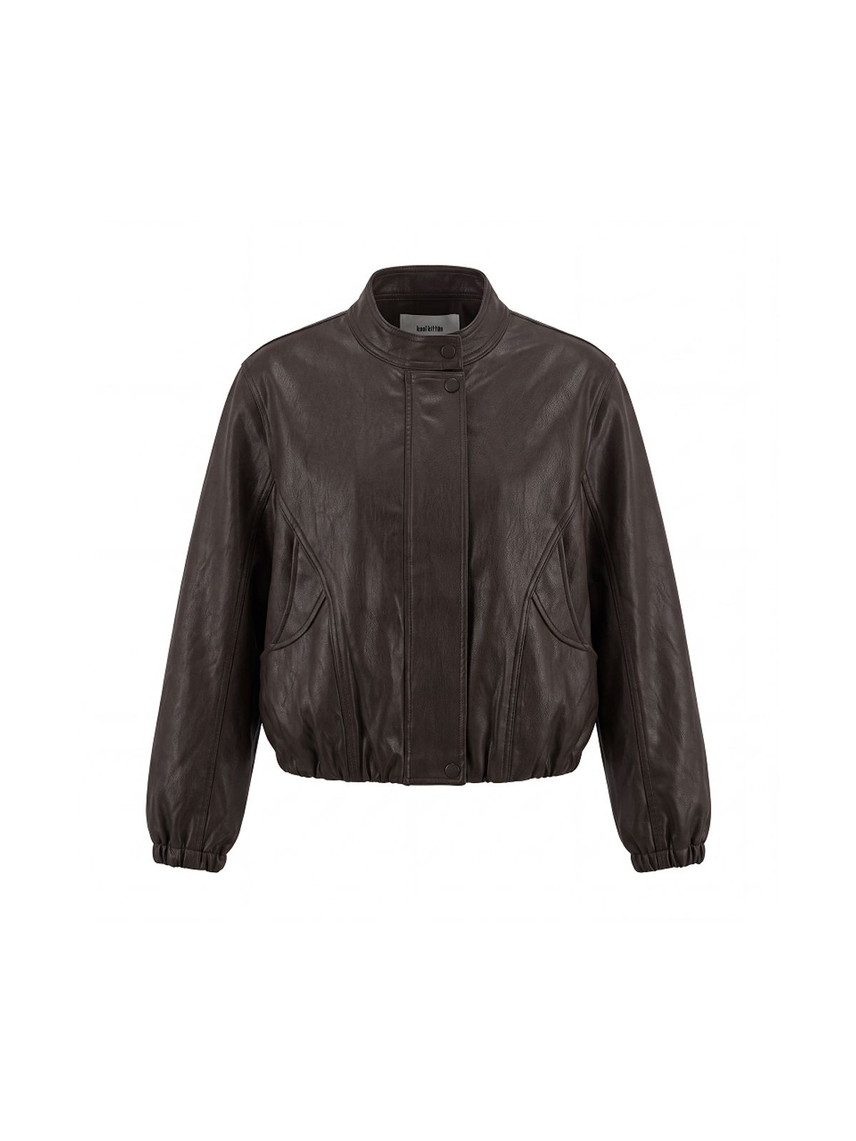 쿨키튼(KOOLKITTEN) Minimal Collar Faux Leather Jacket 2colors