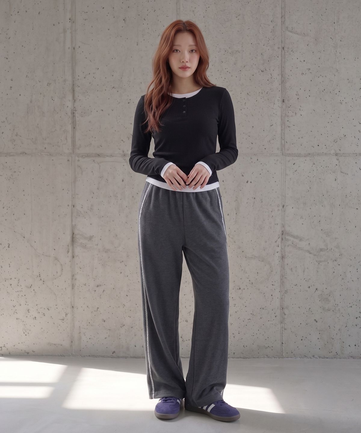 행텐(HANGTEN) 여성 더블페이스 사이드 라인 와이드팬츠_056(10580-138-605-69)