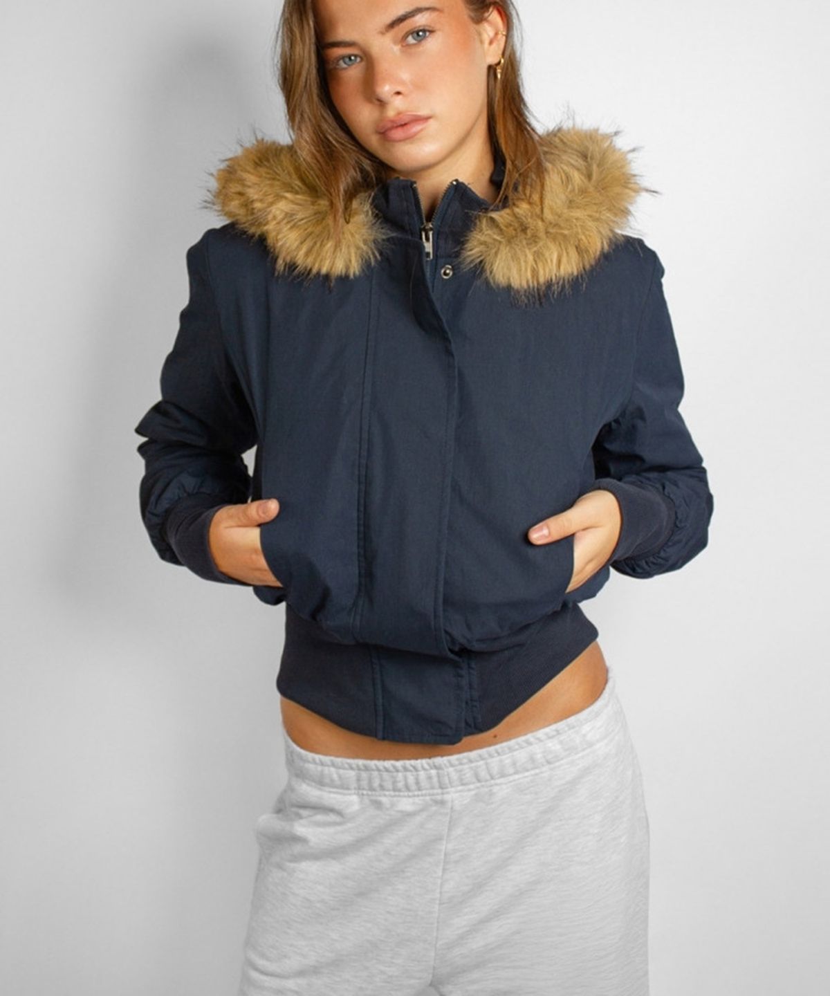 섭듀드(SUBDUED) Hooded Bomber Jacket (BLUE)