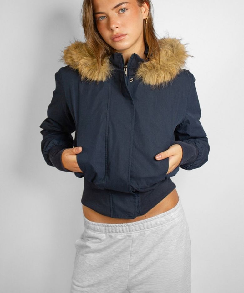 Hooded Bomber Jacket (BLUE)