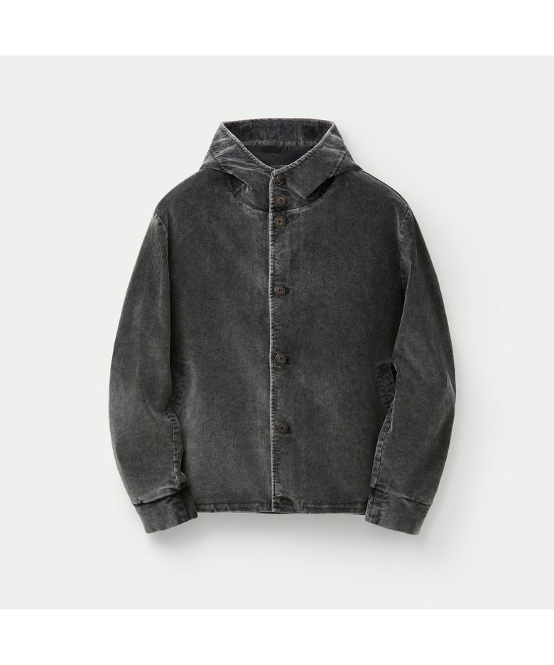 FIVER CORDUROY GARMENT DYED MARBLED WASH HOODIE JACKET SOUAW26102BKX