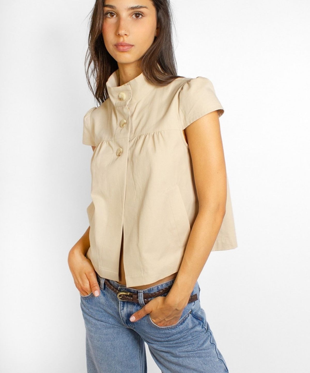 섭듀드(SUBDUED) High-neck Shirt (BEIGE)