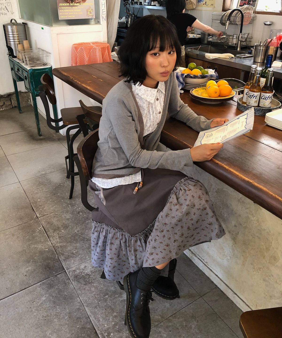 에이이에이이(AEAE) SHIRTS LAYERED CARDIGAN [GREY]