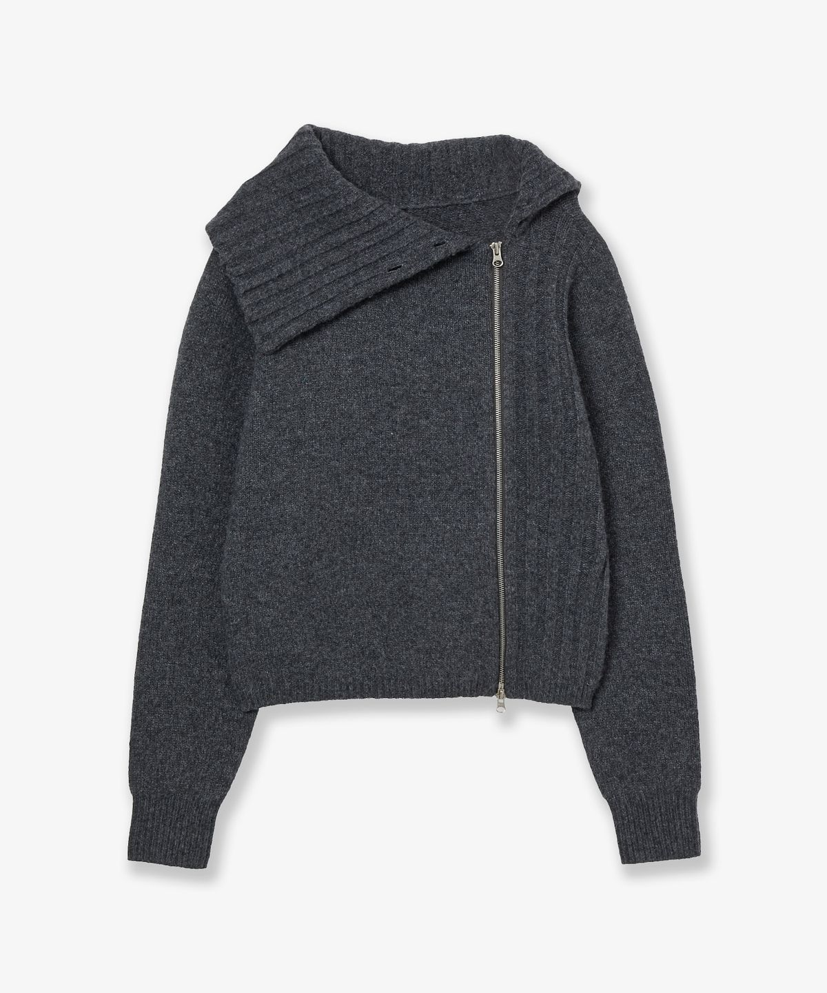 에이이에이이(AEAE) HIGH NECK KNIT ZIP UP [CHARCOAL]