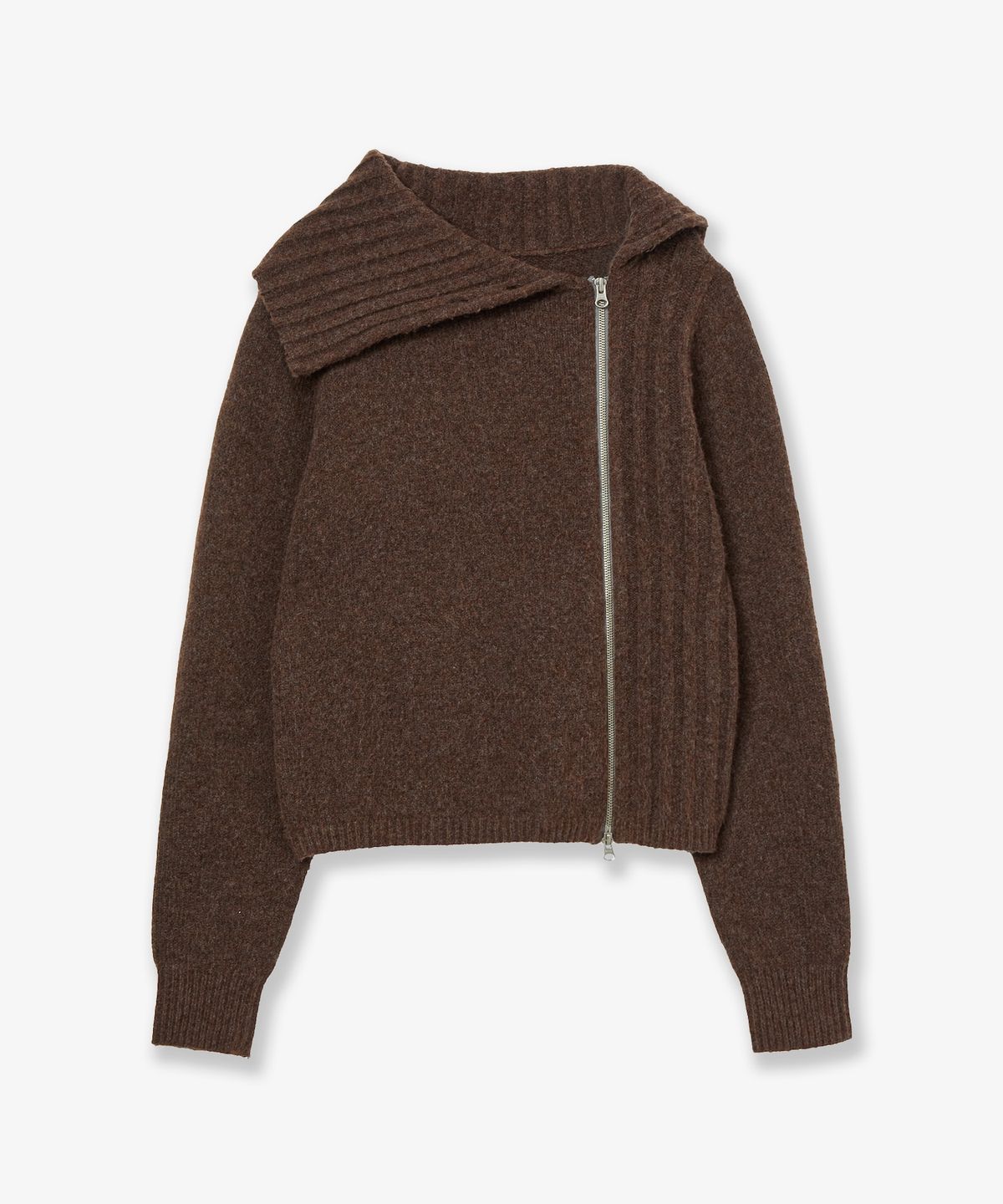 에이이에이이(AEAE) HIGH NECK KNIT ZIP UP [BROWN]