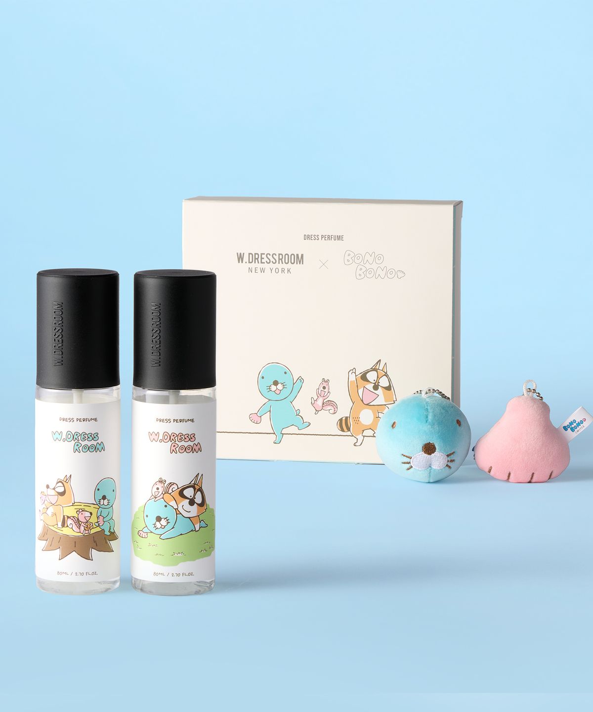 더블유드레스룸(W.DRESSROOM) 보노보노 드레스퍼퓸 80ml 2종 & 키링 에디션