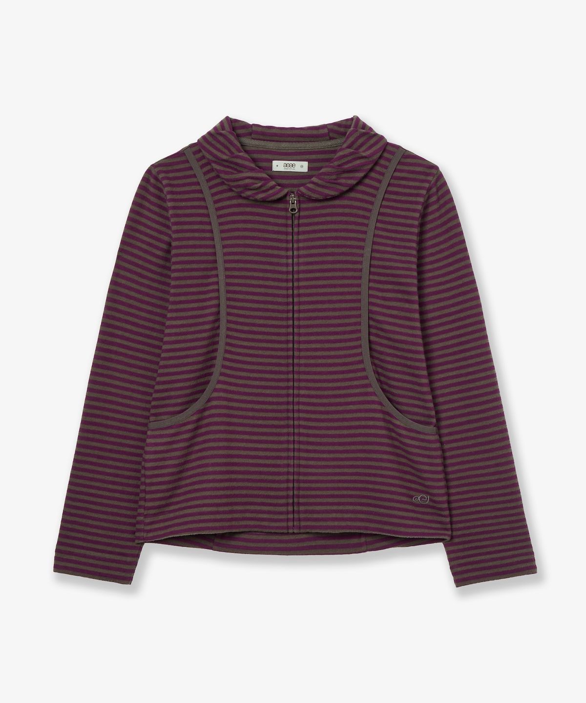 에이이에이이(AEAE) SHAWL COLLAR STRIPE ZIP UP [PURPLE]