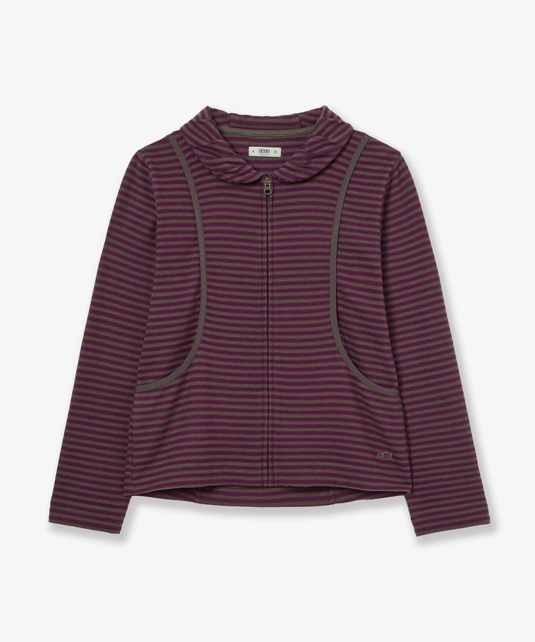 [예나 PICK] SHAWL COLLAR STRIPE ZIP UP [PURPLE]