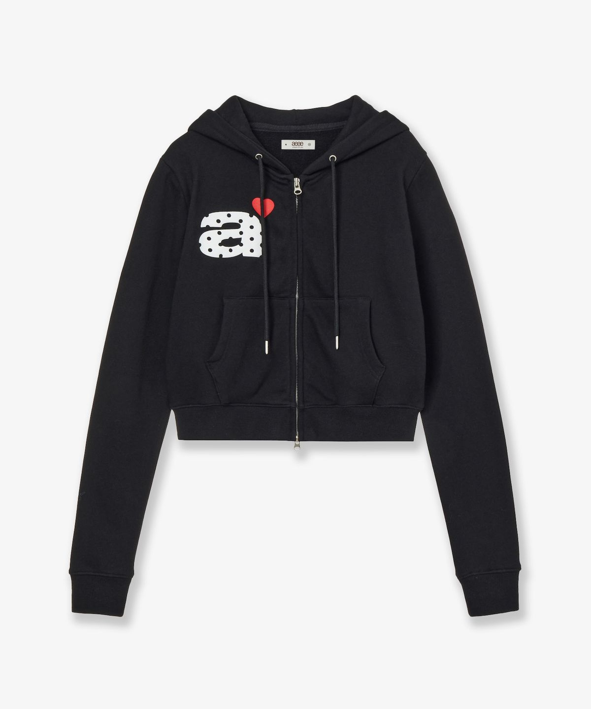 에이이에이이(AEAE) DOT SMALL LETTER CROP HOOD ZIP UP [BLACK]