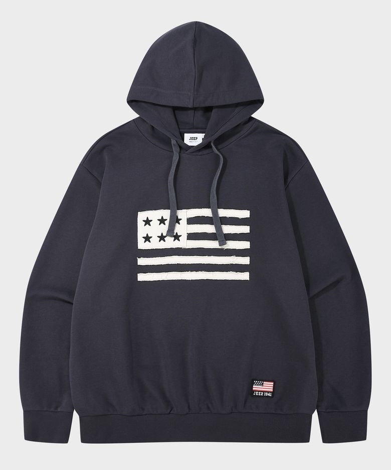 데이지 워싱 USA FLAG 후드 티셔츠 (JR5THU833DG)