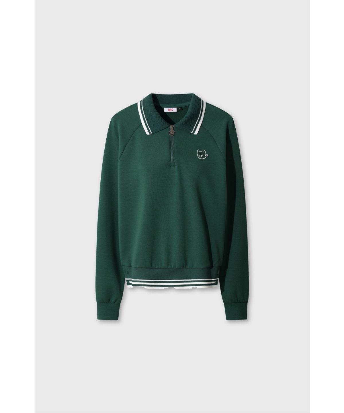 왁(WAAC) Women Knit Collar Quarter-zip Sweatshirts WWTBA26602GRD