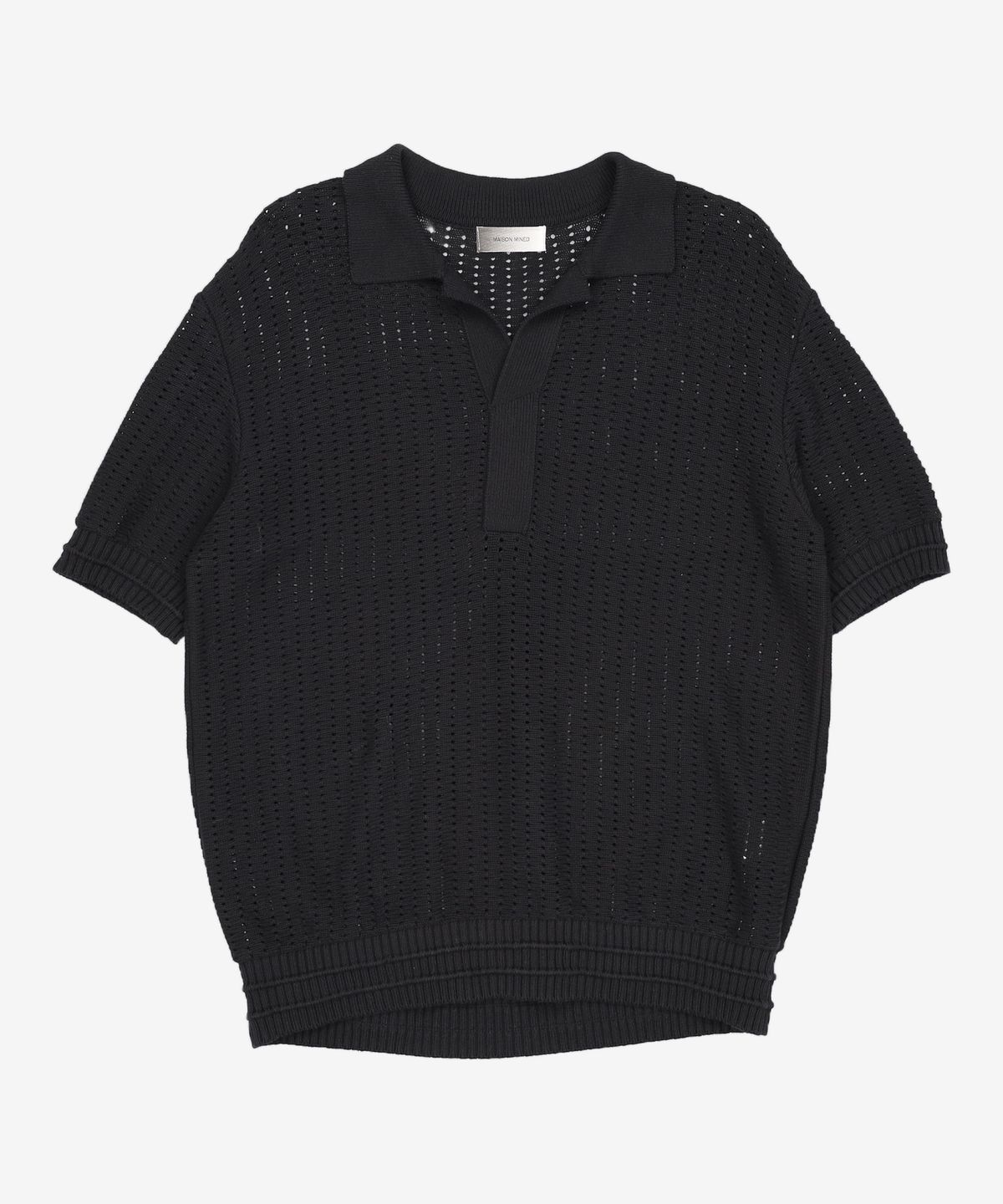 메종미네드(MAISON MINED) SAINT BLACK KNIT HALF SHIRTS M