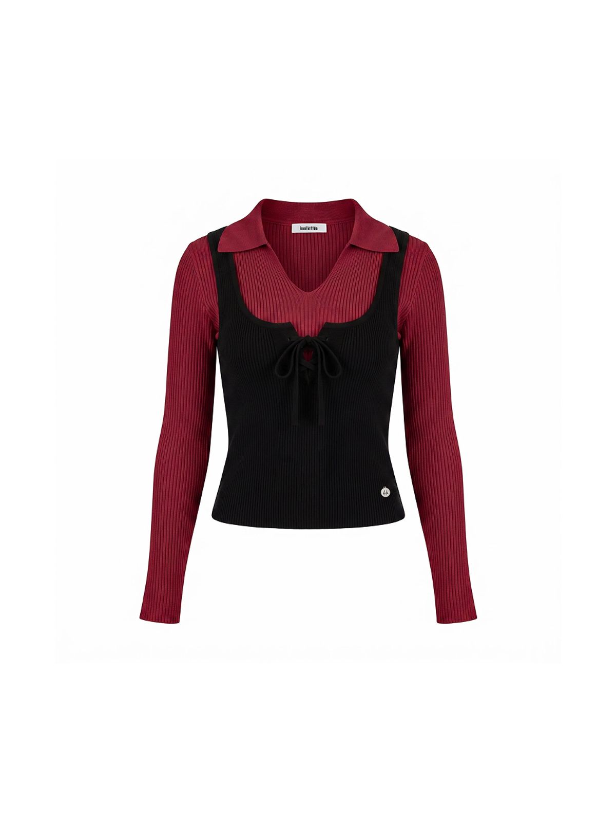 쿨키튼(KOOLKITTEN) Bustier Layered Knit Top (BLACK)
