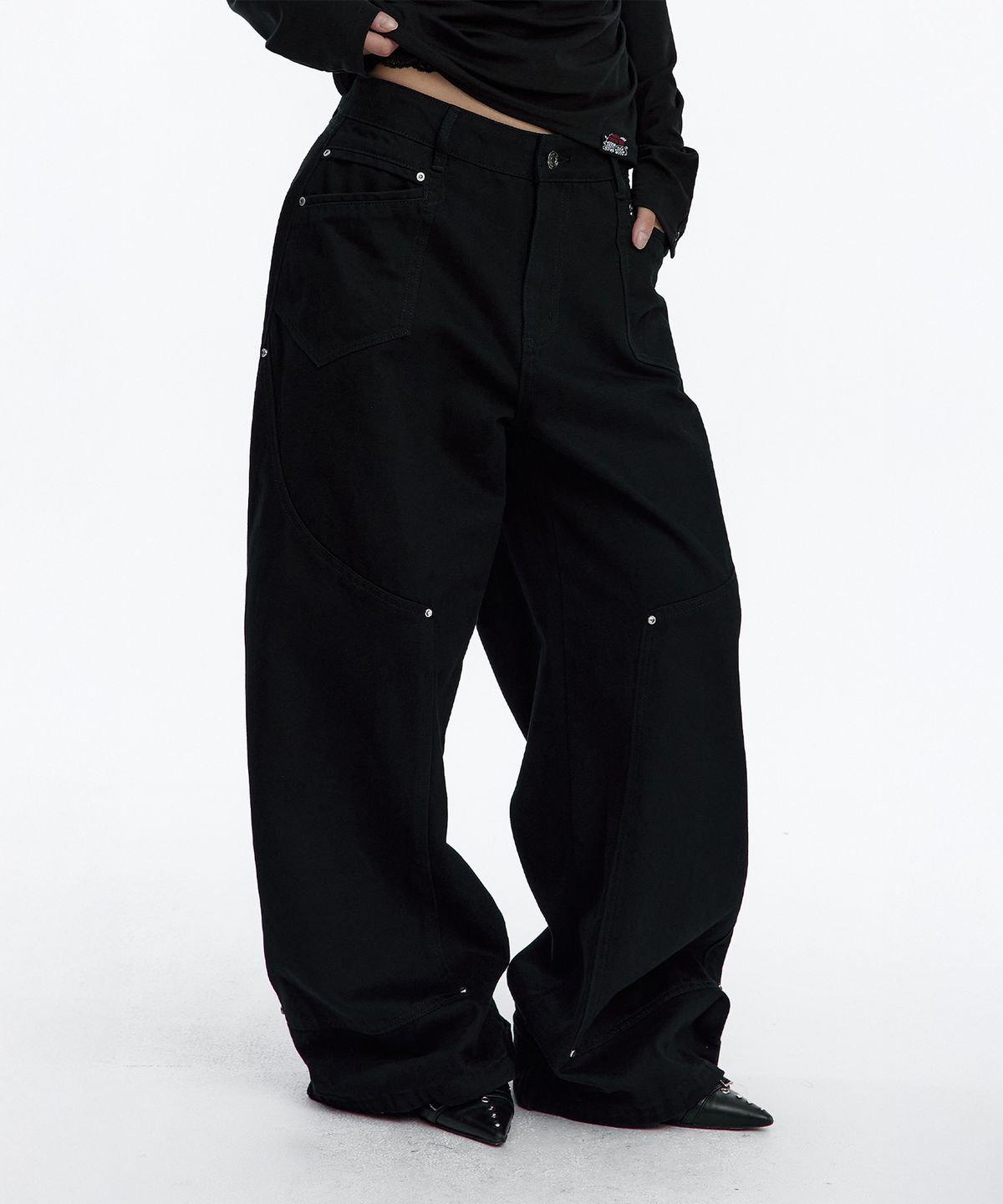 러프넥(ROUGHNECK) Curved Work Pants Black