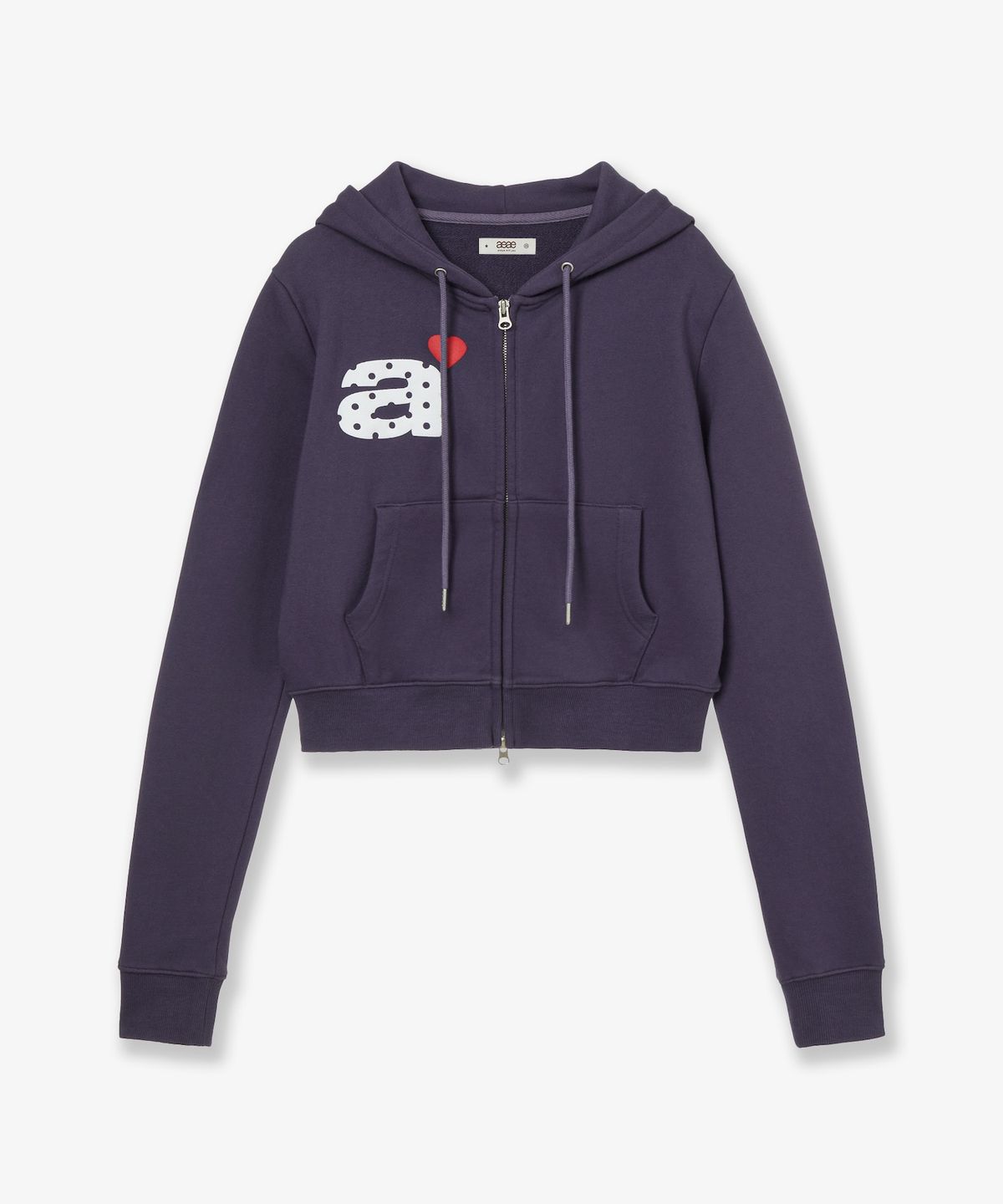 에이이에이이(AEAE) DOT SMALL LETTER CROP HOOD ZIP UP [PURPLE]
