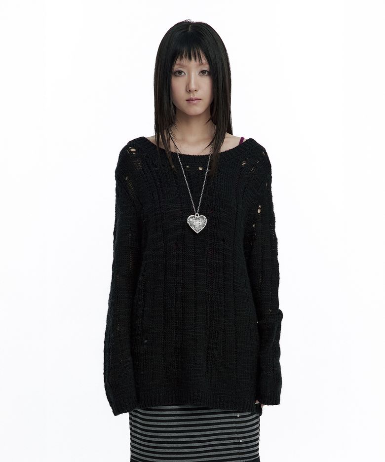 Damaged Graphic Knit Black