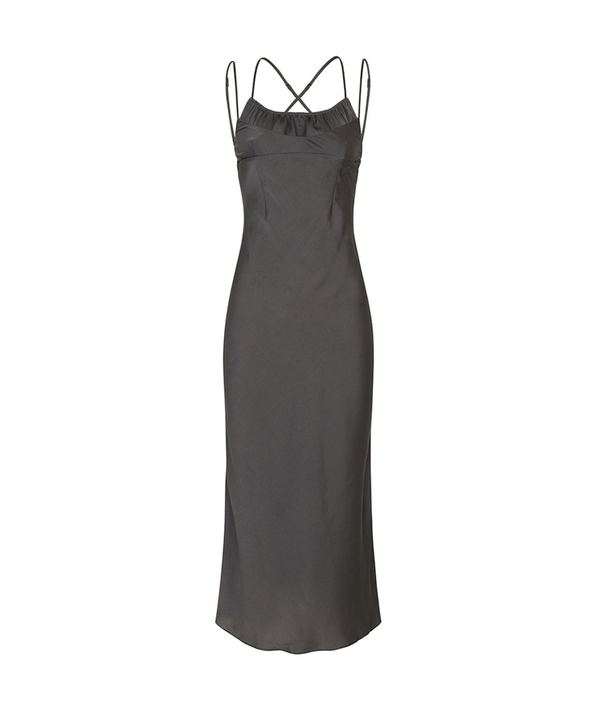 페인오어플레져(PAINORPLEASURE) SWAN SATIN LONG DRESS charcoal