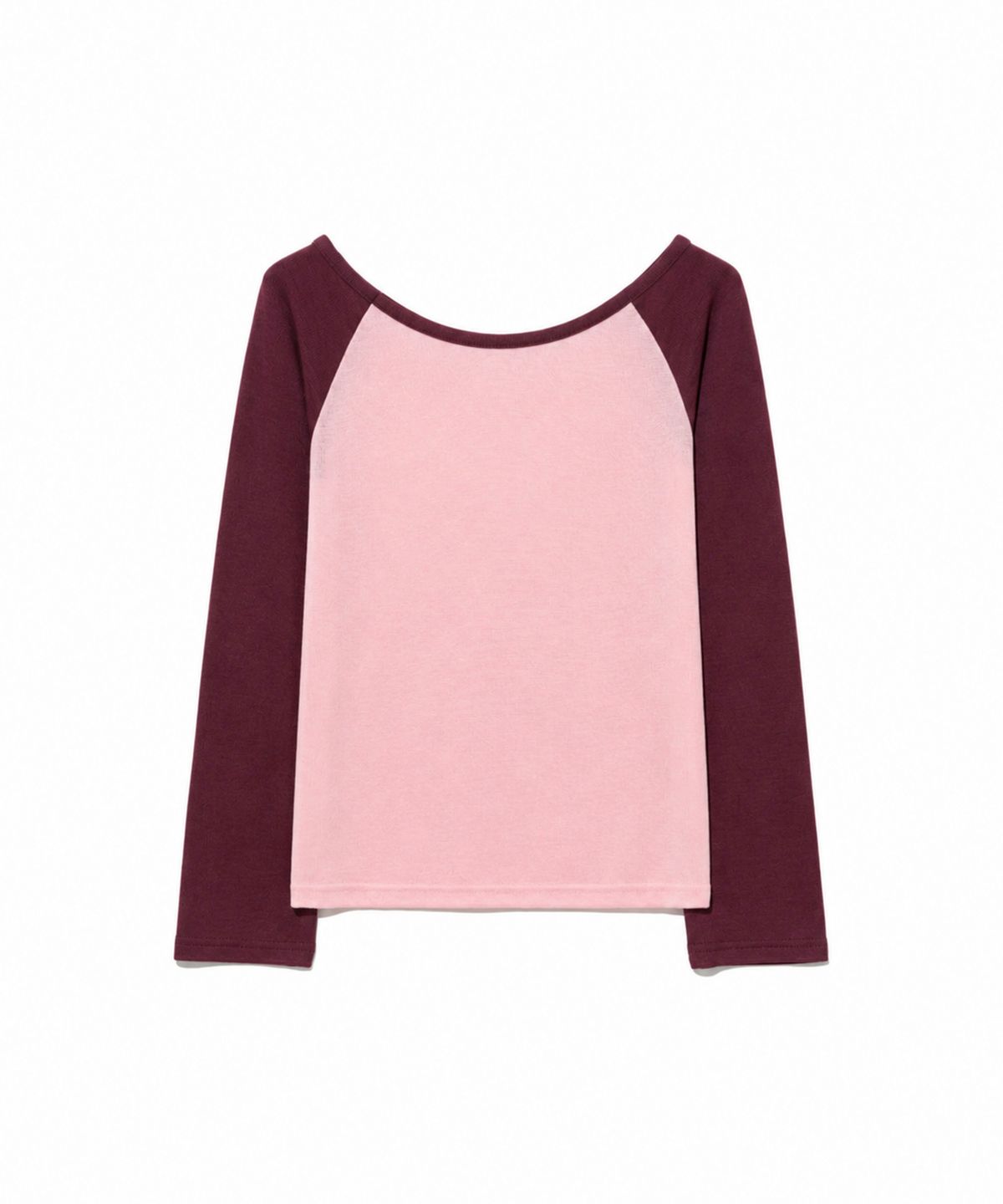 모아(MOAA) Soft Ribbed Boatneck Raglan Top (Blush wine)