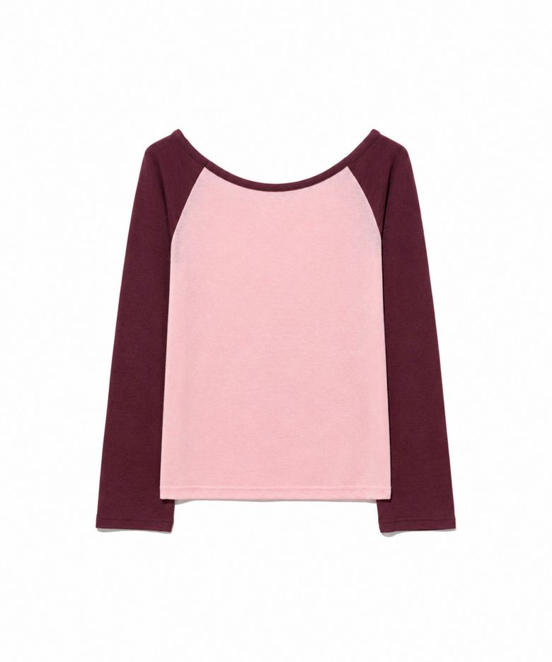 Soft Ribbed Boatneck Raglan Top (Blush wine)