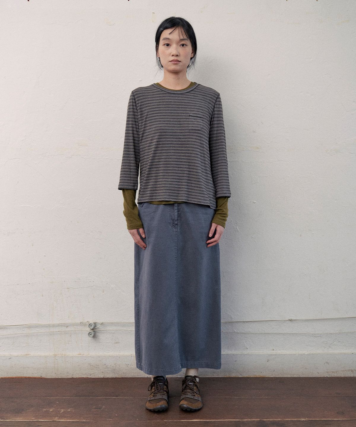 모노크롬(MONOCHROME) cove 3/4 sleeve t-shirt (stripe)