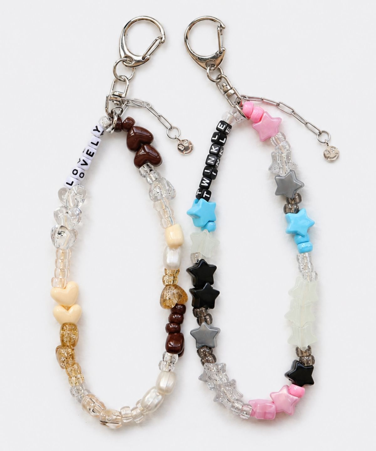 봉보(BONBEAU) Heart, Star initial custom key ring 아크릴 하트 별 비즈 스트랩 이니셜 키링