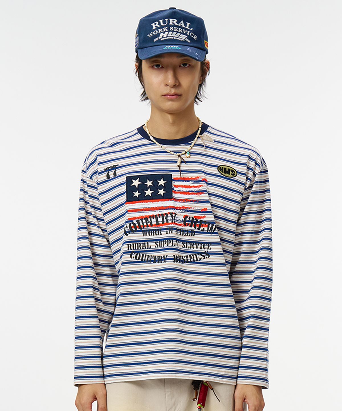 홍우성(HONGWOOSUNG) Work Stripe Long Sleeve_Navy