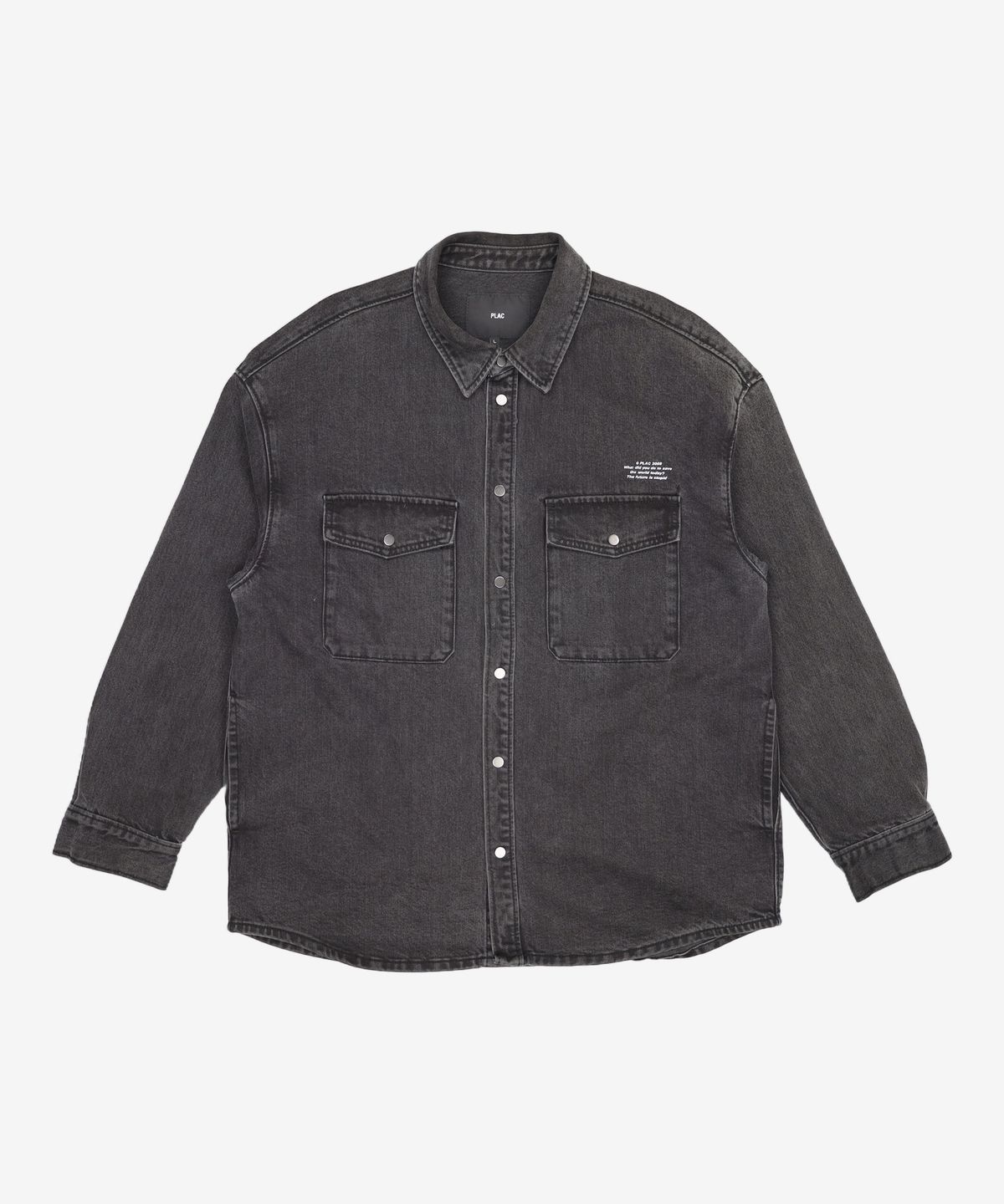 플랙(PLAC) MENS OVERSIZED GRAPHIC BLACK SHIRTS (PWON3LSL29M0C1) L