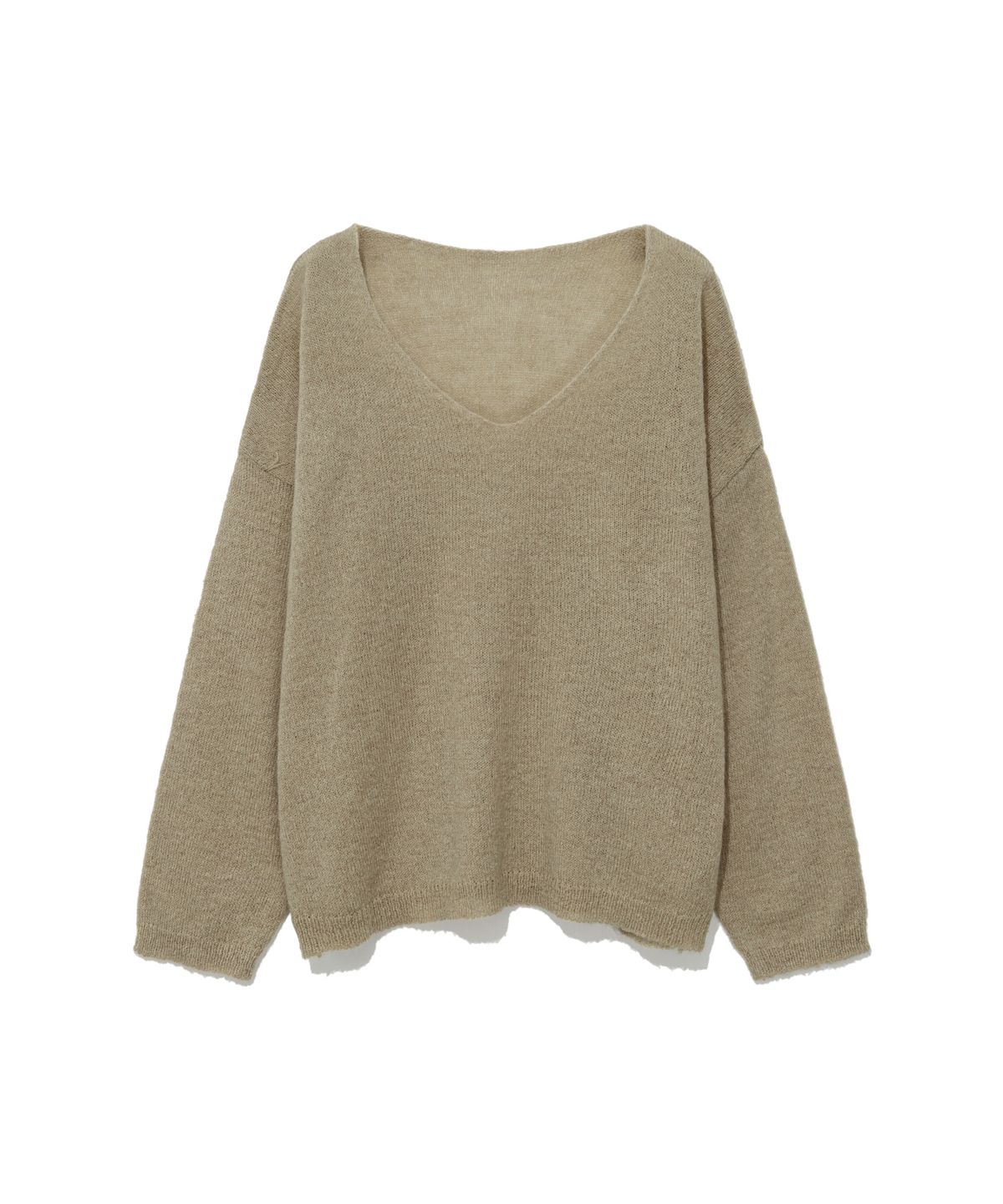 모아(MOAA) Sheer Loose V-Neck Knit (Oat Beige)