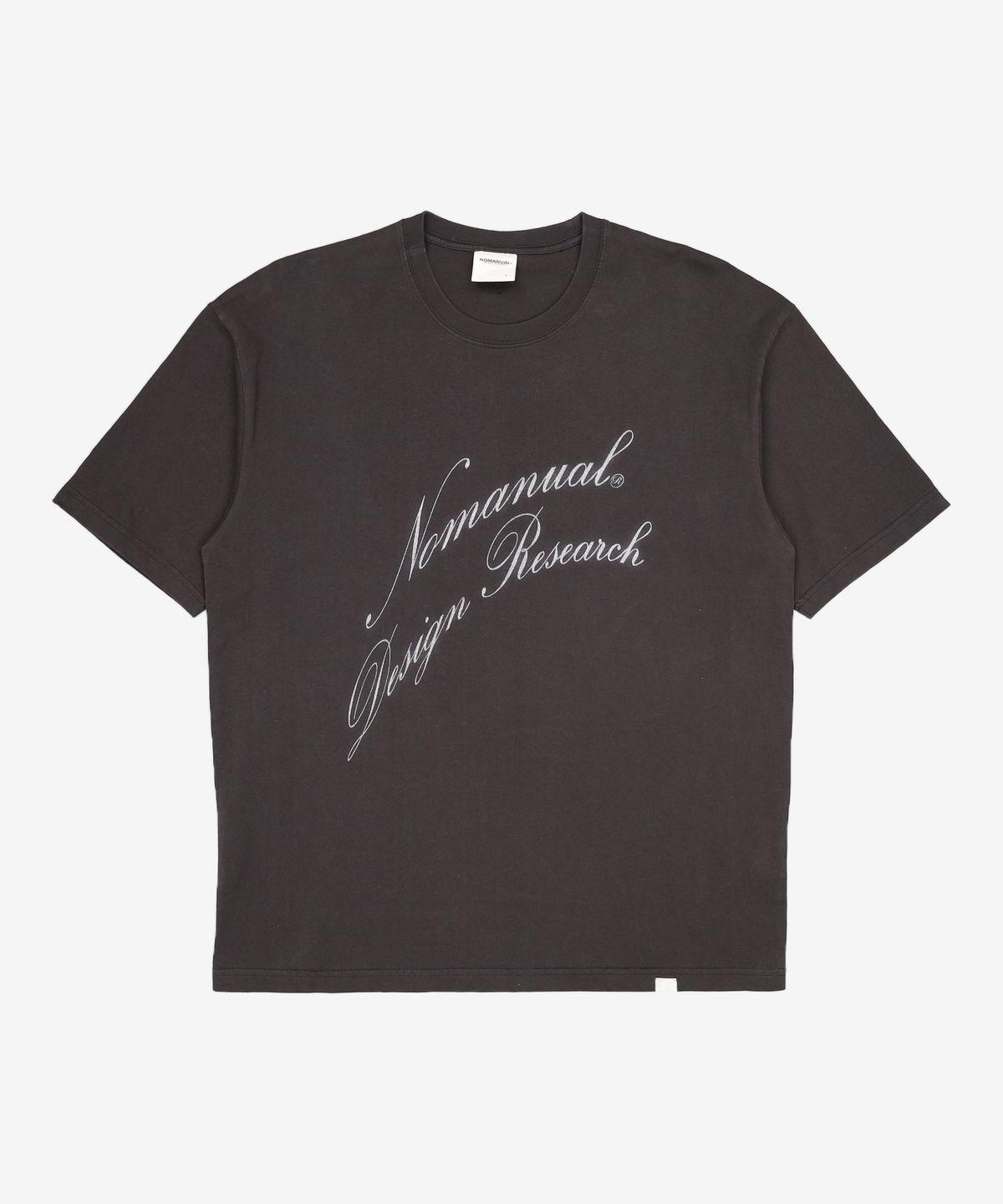 노매뉴얼(NOMANUAL) OVERDYED CURSIVE LOGO T-SHIRT - WASHED NAVY 95