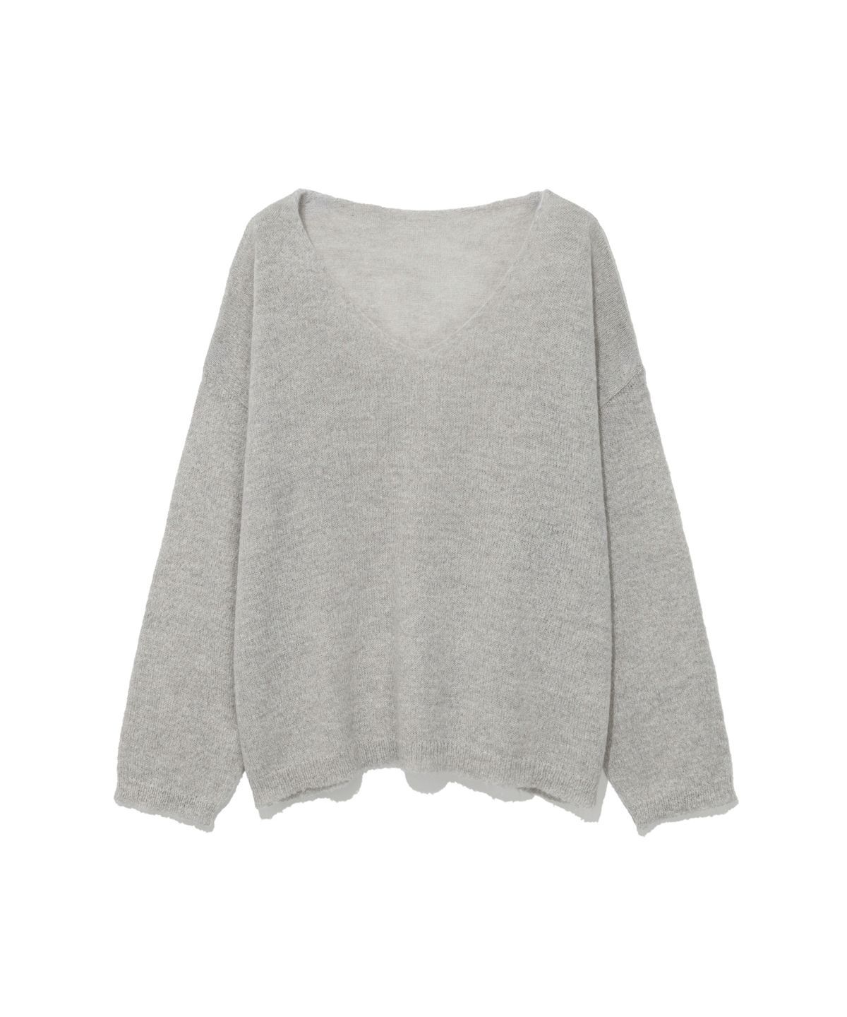 모아(MOAA) Sheer Loose V-Neck Knit (Light gray)