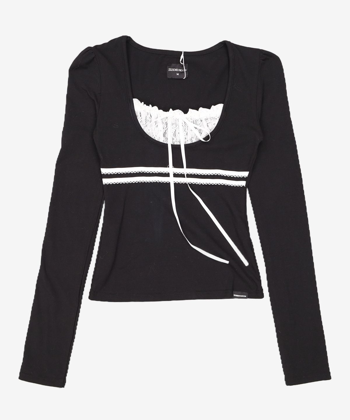지제뮤지엄(ZIZEMUSEUM) LACE RIBBON TOP (BLACK) M