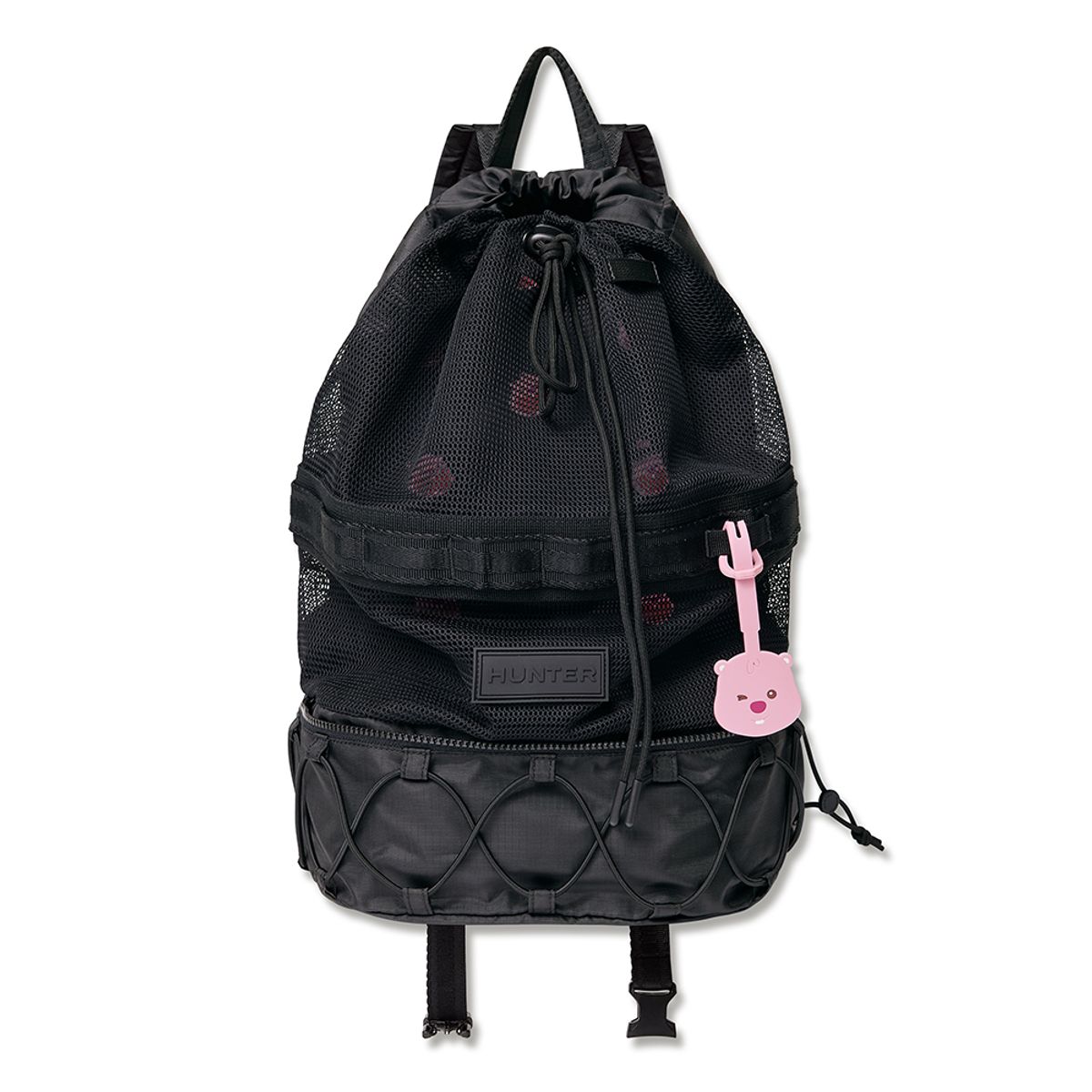 헌터(HUNTER) [UNISEX] 헌터X잔망루피 트래블 메쉬 투웨이 백팩 - 블랙 HEUC004BBZBLK