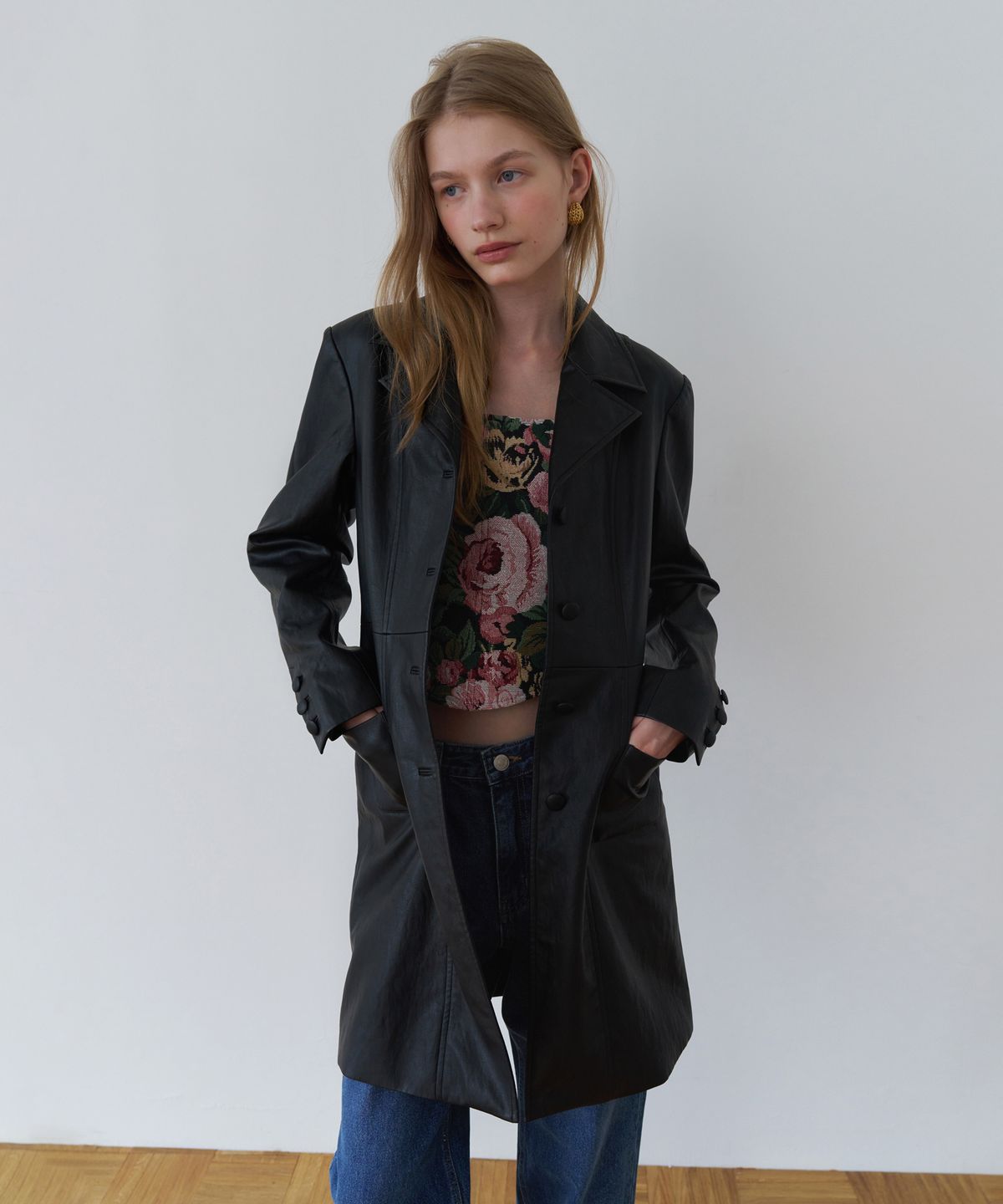 오버듀플레어(OVERDUEFLAIR) VINTAGE TAILORED LEATHER COAT_BLACK