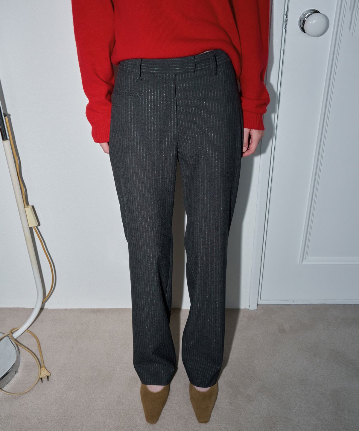 오버듀플레어(OVERDUEFLAIR) CLASSIC STRAIGHT SLACKS_CHARCOAL GREEN