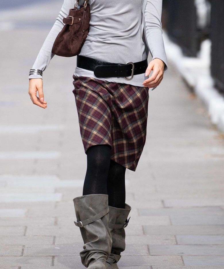 Check Midi Skirt (burgundy/brown)