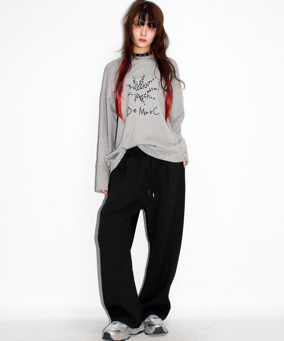 드마크(DEMARC) solid straight-fit semi-wide pants - Black