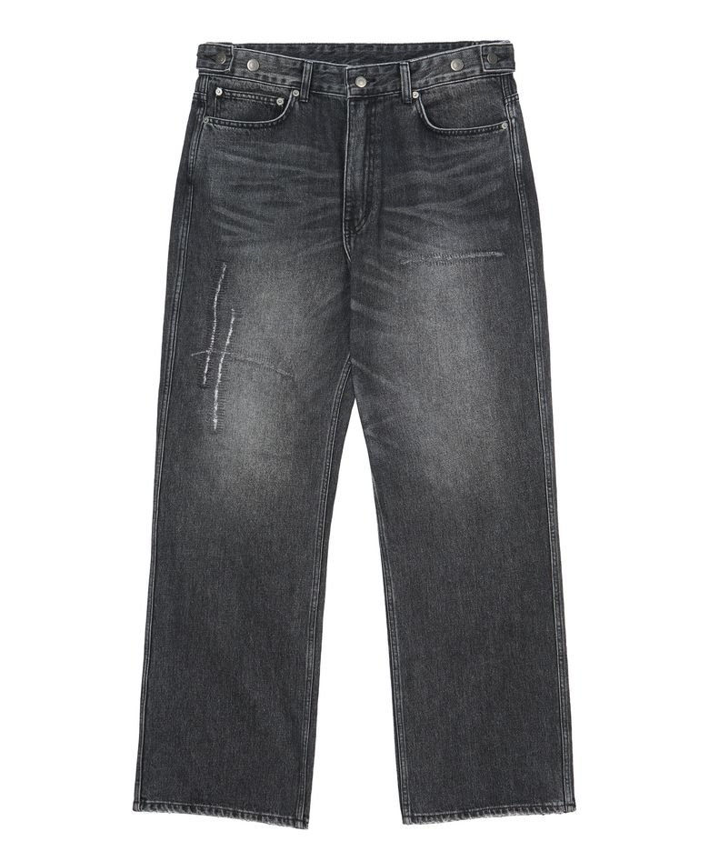 Distressed Repair Denim Pants (Black)