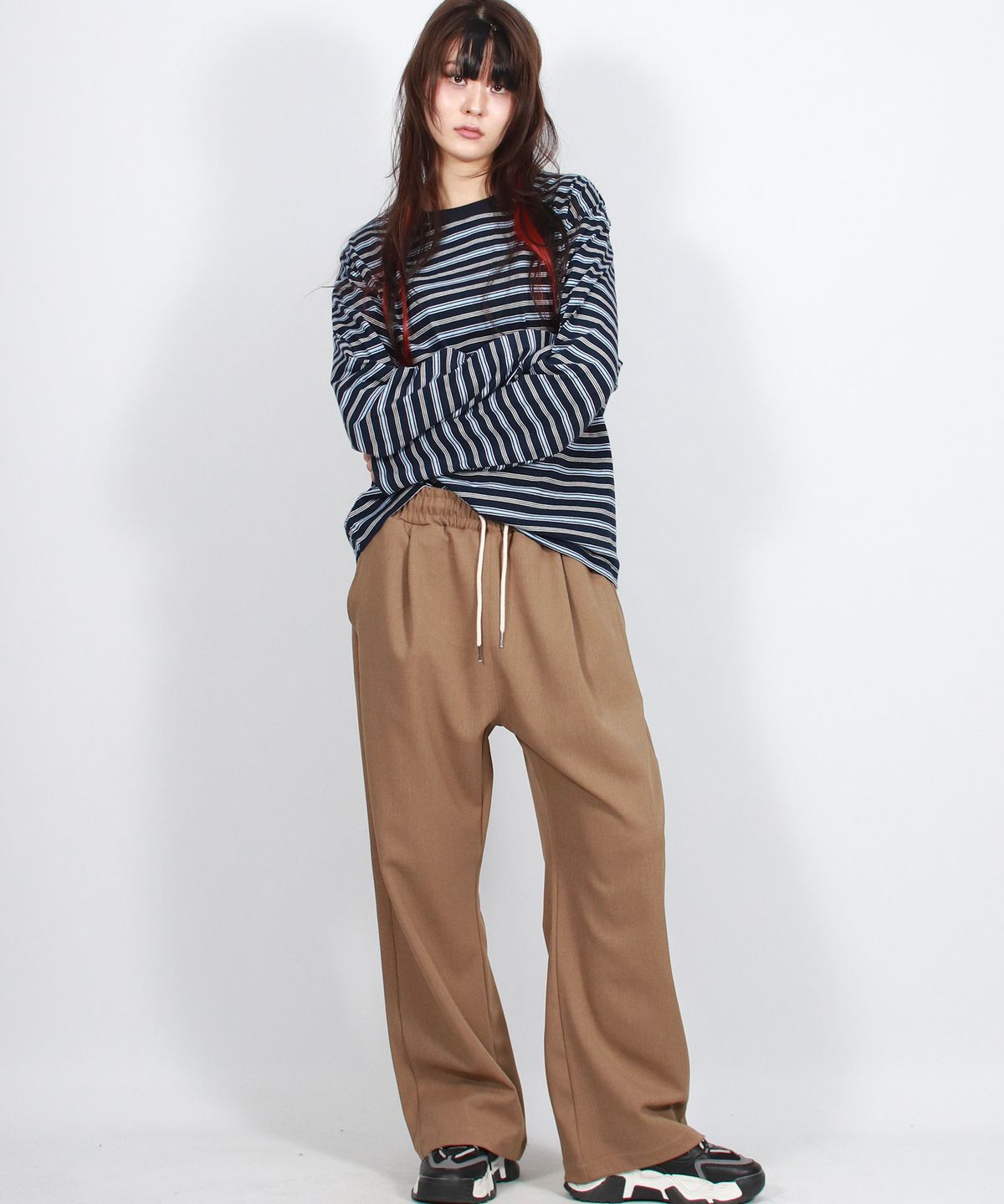 드마크(DEMARC) solid straight-fit semi-wide pants - Camel