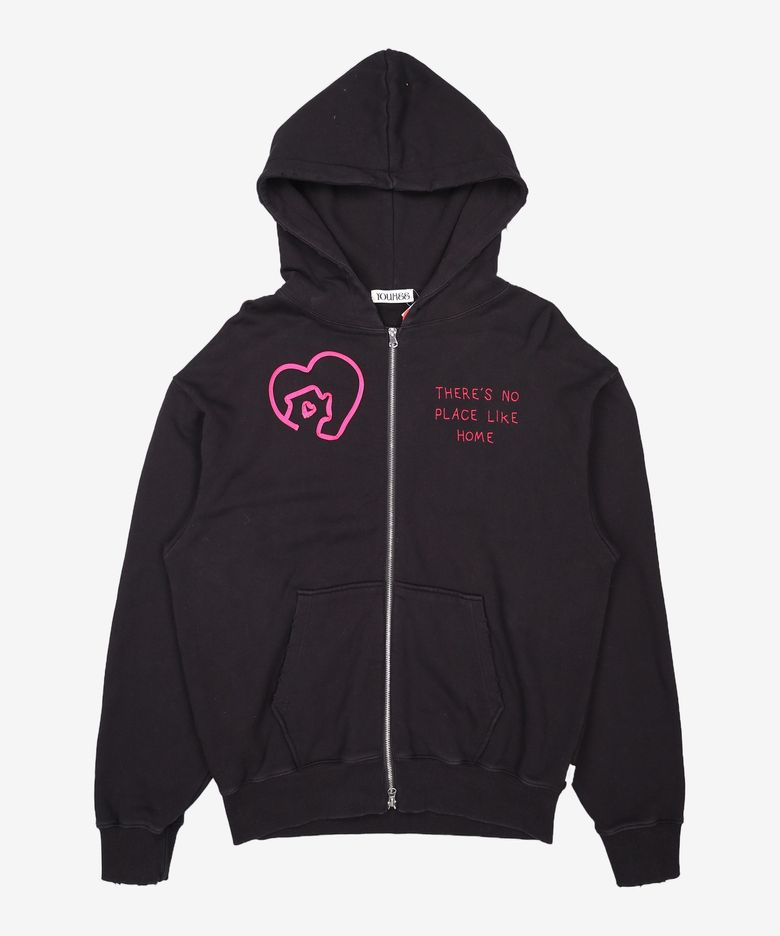 HOME GRAPHIC HOOD ZIP-UP BLACK FREE
