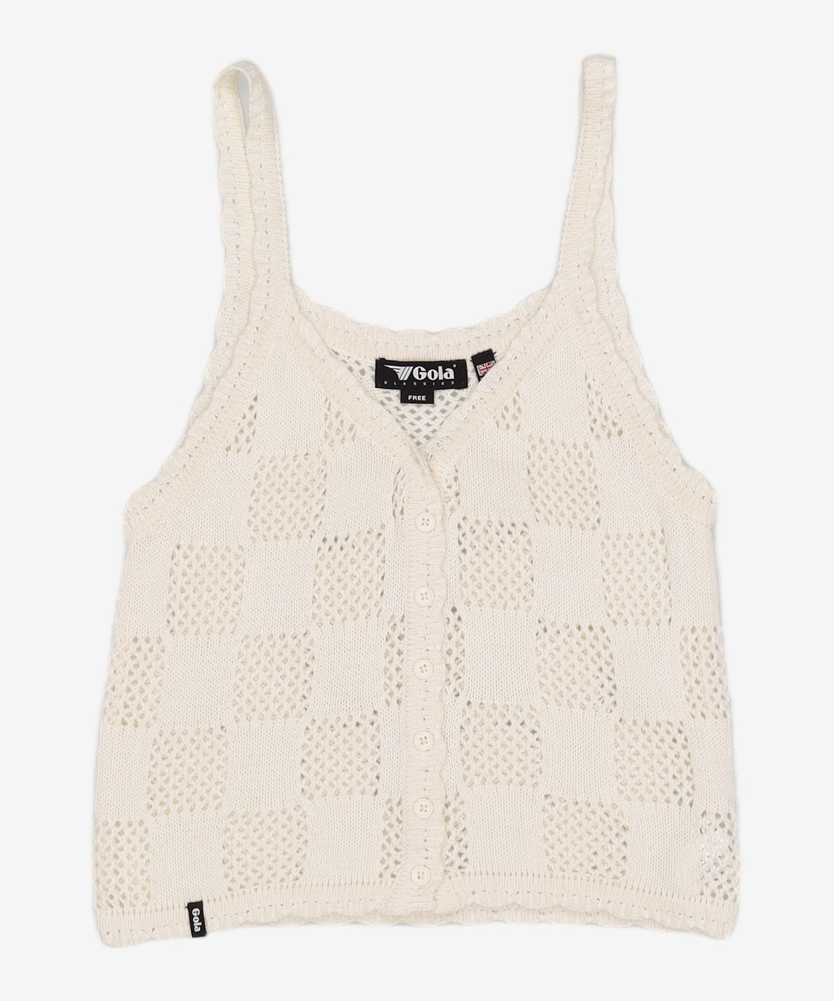 골라(GOLA) W 체커보드 네트 슬리브리스 니트 W CHECKERBOARD NET SLEEVELESS KNIT FREE