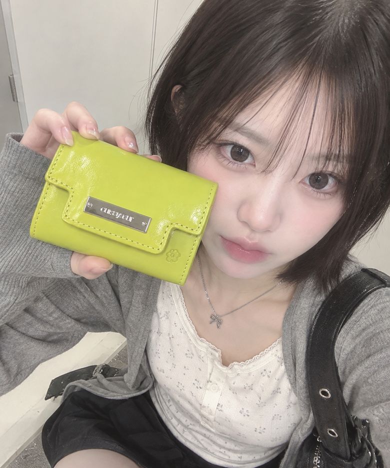 SQUARE FLOWER CARD WALLET IN OLIVE