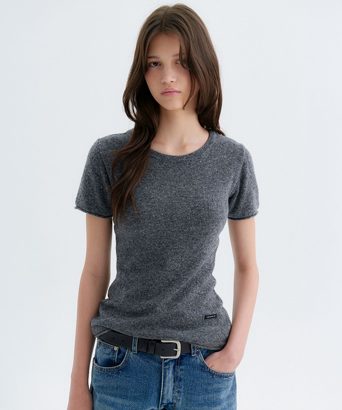 썸웨어버터(SOMEWHEREBUTTER) Biky Nep Half Knit - Charcoal