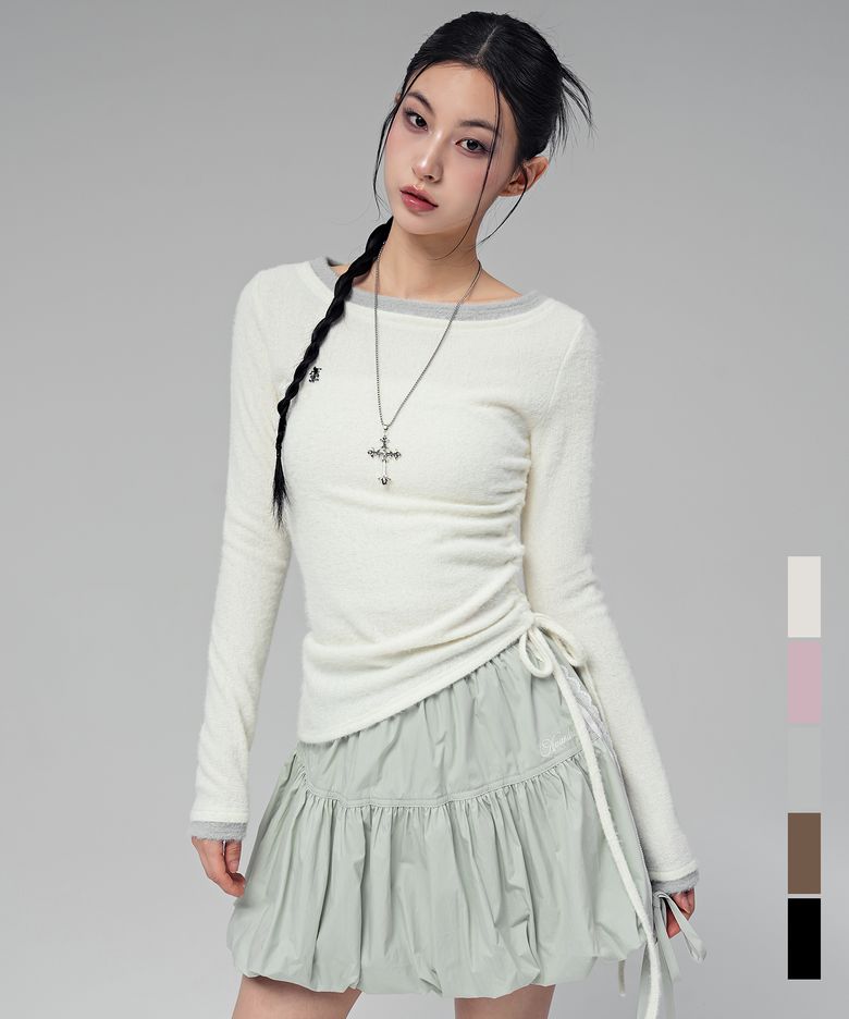 세넌 언밸런스 셔링 페이크 레이어드 티_5COL