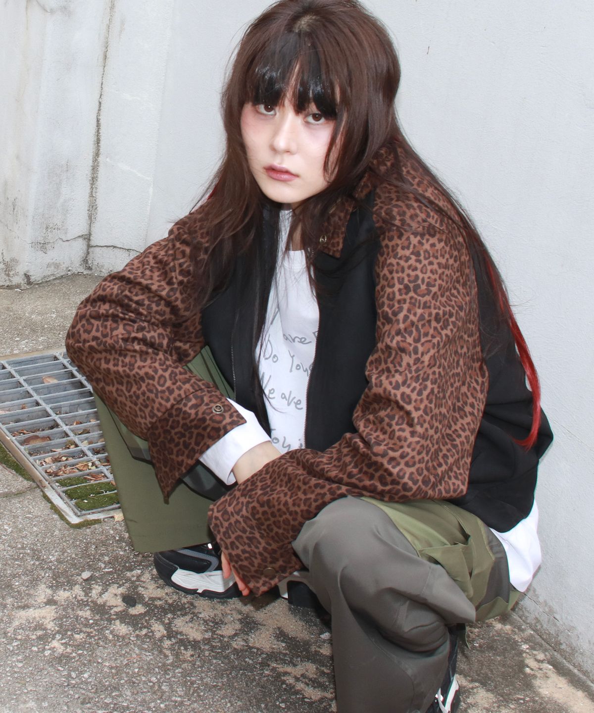 드마크(DEMARC) Leopard synthetic leather rider blouson jacket -  Brown & Black